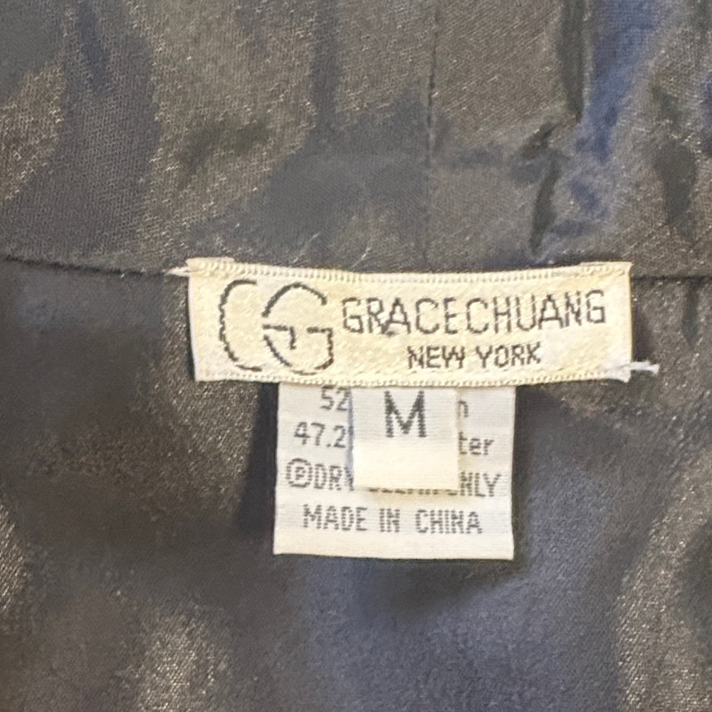 Grace Chuang of New York, Elegant Black and Pink Floral Blazer, Size Medium - Picture 7 of 11